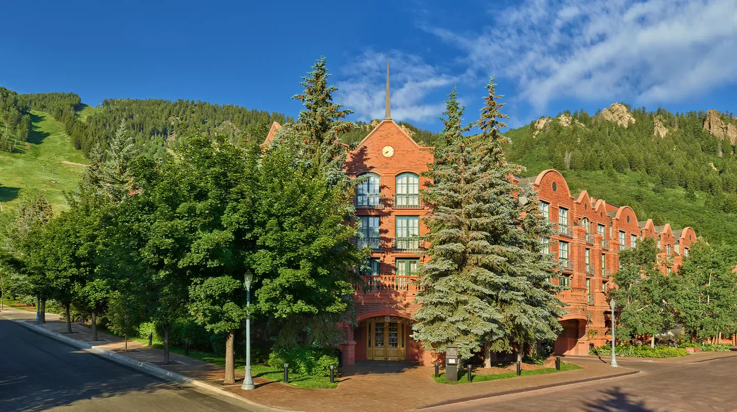 Exterior of The St. Regis Aspen Resort in Aspen, Colorado, featuring the hotel's architecture